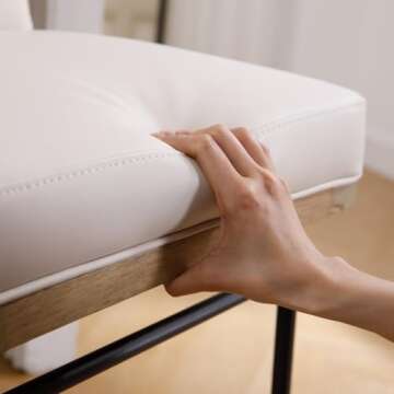 DUOMAY Mid Century Modern Counter Stools Set of 4, PU Leather 25.75" Seat Height Low Barstools with Metal Legs Armless Dining Stools Mid Back Breakfast Stools for Home Kitchen, Beige