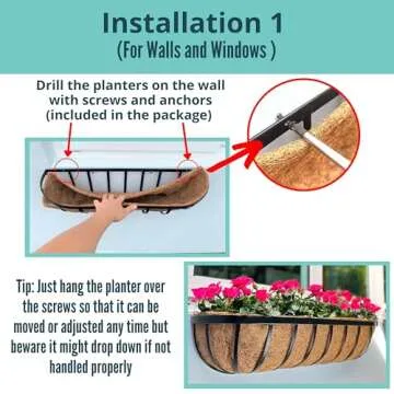 LaLaGreen 24 Inch Black Metal Outdoor Wall Planter Set