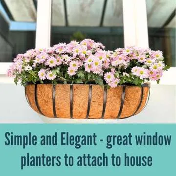 LaLaGreen 24 Inch Black Metal Outdoor Wall Planter Set