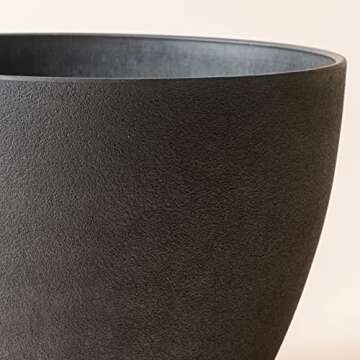 LA JOLIE MUSE Outdoor Planter Flower Pots Outdoor- 11.3 Inch Planter with Drainage for Indoor Outdoor Plants Flowers, Black, Set of 2