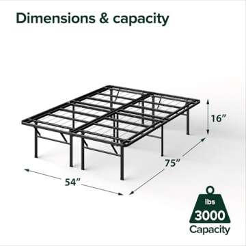 ZINUS SmartBase Heavy Duty Mattress Foundation, 16 Inch Metal Platform Bed Frame, No Box Spring Needed, Sturdy Steel Frame, Underbed Storage, Full
