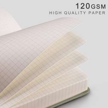 EMSHOI Graph Paper Notebook - 256 Pages A5 Graph Notebook/Journal, Hard Cover, 120gsm Thick Paper, S...