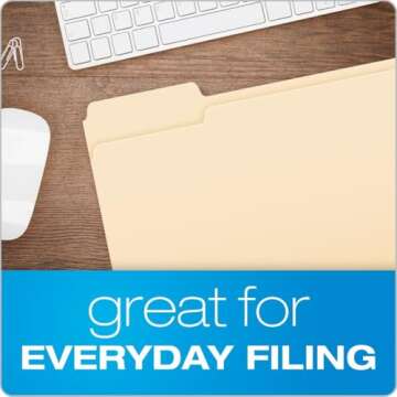 Pendaflex File Folders, Letter Size, 8-1/2" x 11", Classic Manila, 1/3-Cut Tabs in Left, Right, Center Positions, 100 Per Box (65213)