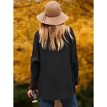 ANRABESS Women's Black Long Sleeve Turtle Neck Pullover Oversized Sweater