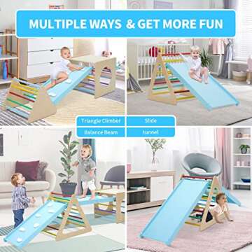 GOME Set of 7 Baby Triangle Climbing Gym Toys Indoor for Toddler Set, 1 Square and 3 Triangle Climbe...