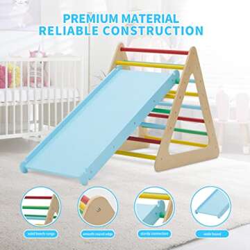 GOME Set of 7 Baby Triangle Climbing Gym Toys Indoor for Toddler Set, 1 Square and 3 Triangle Climber with 3 Ramp for Climbing Sliding and Walking, 7 in 1 Toddler Play Equipment for Indoor Playground