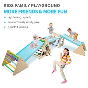 GOME Set of 7 Baby Triangle Climbing Gym Toys Indoor for Toddler Set, 1 Square and 3 Triangle Climber with 3 Ramp for Climbing Sliding and Walking, 7 in 1 Toddler Play Equipment for Indoor Playground