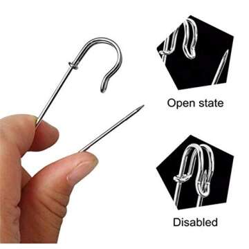 ReachTop Pack of 30 Large Safety Pins, 2.76" Heavy Duty Blanket Pins Bulk Steel Spring Lock Pins Fas...