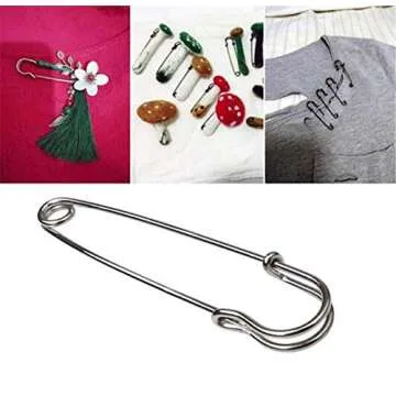 ReachTop Pack of 30 Large Safety Pins, 2.76" Heavy Duty Blanket Pins Bulk Steel Spring Lock Pins Fasteners for Blankets Crafts Skirts Kilts Brooch Making