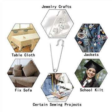 ReachTop Pack of 30 Large Safety Pins, 2.76" Heavy Duty Blanket Pins Bulk Steel Spring Lock Pins Fasteners for Blankets Crafts Skirts Kilts Brooch Making