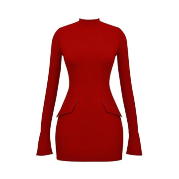 YMDUCH Women's Bodycon Mini Party Dress in Red