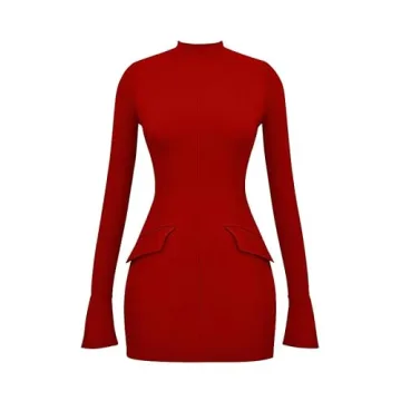 YMDUCH Women's Bodycon Mini Party Dress in Red
