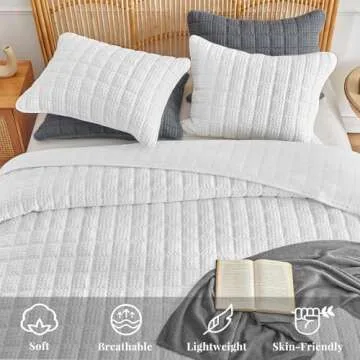 WARMDERN King Size Waffle Weave Quilt Set for All Seasons