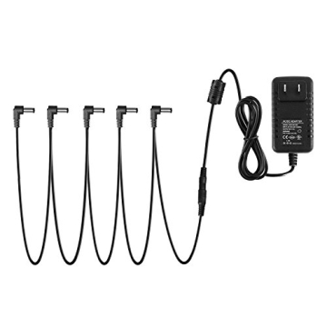 Donner DPA-1 Guitar Pedal Power Supply Adapter 9V DC 1A Tip Negative 5 Way Daisy Chain Cables for Gu...