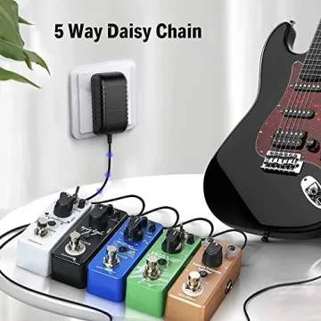 Donner DPA-1 Guitar Pedal Power Supply Adapter 9V DC 1A Tip Negative 5 Way Daisy Chain Cables for Guitar Effect Pedal