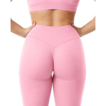 Unthewe High Waisted Butt Lifting Workout Gym Leggings for Women Buttery Soft Athletic Yoga Pants(U810-Pink-S)
