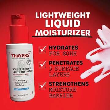 THAYERS Soak It Up 80HR Liquid Moisturizer, Face Moisturizer with Hyaluronic Acid and Snow Mushroom,...