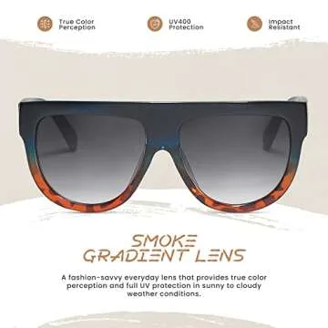 Trendy Oversized Flat Top Fashion Sunglasses for Women