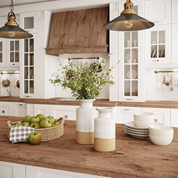 Modern Farmhouse Tan Ceramic Vases Set for Elegant Home Decor