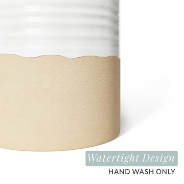 Modern Farmhouse Tan Ceramic Vases Set for Elegant Home Decor