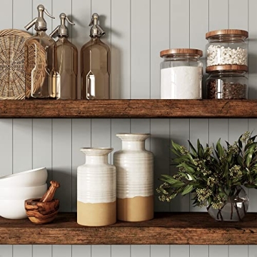 Modern Farmhouse Tan Ceramic Vases Set for Elegant Home Decor