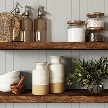 Modern Farmhouse Tan Ceramic Vases Set for Elegant Home Decor