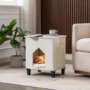 NUROMY Cat House for Indoor Cats Condo,Cat Furniture with Large Area Cat Scratch Pad Cat Hideaway Ca...