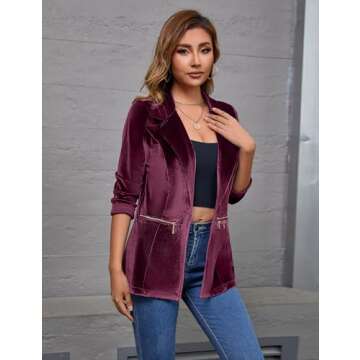 Buy Stylish Genhoo Velvet Blazer Jacket for Women