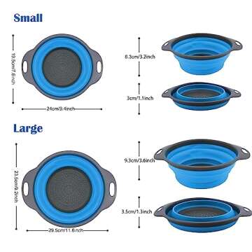 Collapsible Colander, Set of 2 PCS Collapsible Strainer, Space-Saving Kitchen Strainer, Food-Grade S...