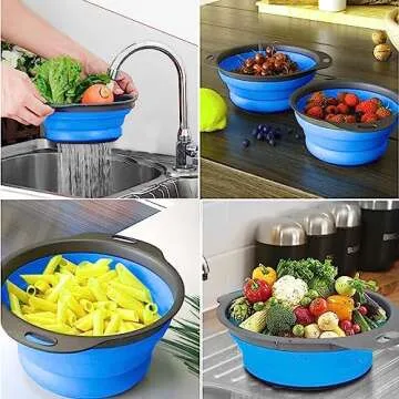 Durable Collapsible Colander Set of 2 for Space Saving