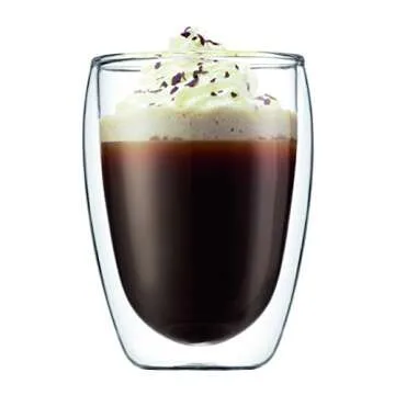 BODUM Chambord 8 Cup French Press Coffee Maker, Copper, 1.0 l, 34 oz, Pavina Glass Set, 2 Pieces