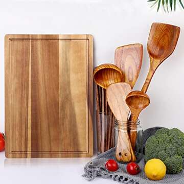 Handmade Acacia Wood Cutting Board Kitchen Fruit Rectangle Wooden Charcuterie Board Meats Cheese Boards Platter Butcher Block Serving Board Chopping Block Small Carving Cutting Boards