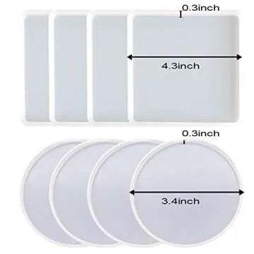 8 Pack Resin Coaster Molds for Creative DIY Projects