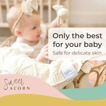 Sweet Acorn Knit Baby Blanket in Elegant Pattern, Organic Cotton Blankets for Crib or Stroller, Rece...