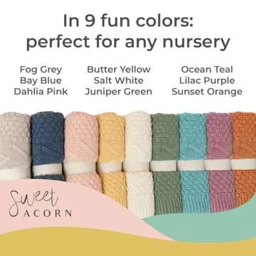Sweet Acorn Knit Baby Blanket in Elegant Pattern, Organic Cotton Blankets for Crib or Stroller, Receiving Blankets - Salt White