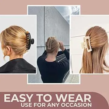 Stylish Large Hair Clips - 6pcs Set for Women & Girls