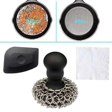 316 Chainmail Scrubber & Pan Cleaner Set for Kitchens