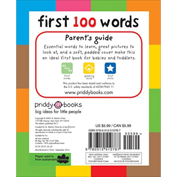 First 100 Words Padded Board Book for Kids Learning