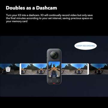 Insta360 X3 - Waterproof 360 Action Camera with 1/2/'' 48MP Sensors, 5.7K 360 Active HDR Video, Bundle with Invisible Selfie Stick, Lens Cap, Carrying Case, Screen Protector