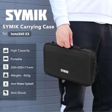 Insta360 X3 - Waterproof 360 Action Camera with 1/2/'' 48MP Sensors, 5.7K 360 Active HDR Video, Bundle with Invisible Selfie Stick, Lens Cap, Carrying Case, Screen Protector