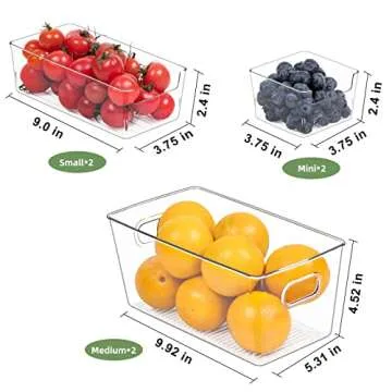 FOOYOO Clear Fridge Storage Bin，9 PCS Plastic refrigerator organizer bins with Lids(6 Different Sizes)，Freezer, Kitchen Cabinet, Bedrooms，Pantry Organization, BPA Free Freezer Organizer Bins，stackable