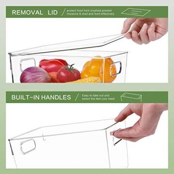 FOOYOO Clear Fridge Storage Bin，9 PCS Plastic refrigerator organizer bins with Lids(6 Different Sizes)，Freezer, Kitchen Cabinet, Bedrooms，Pantry Organization, BPA Free Freezer Organizer Bins，stackable