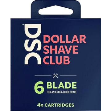 Dollar Shave Club 6-Blade Razor Refill Cartridges - Precision Shave Pack of 4