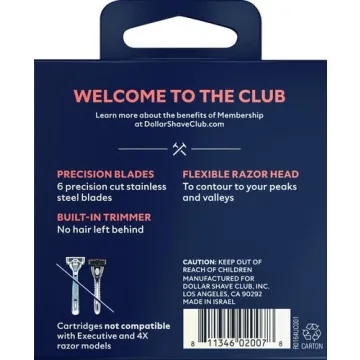 Dollar Shave Club 6-Blade Razor Refill Cartridges for Smooth Shaving