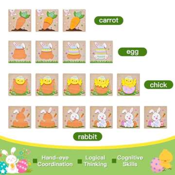 4 Pack Easter Wooden Puzzles for Kids Toddler Easter Basket Stuffers Easter Toys Gifts Party Favor B...