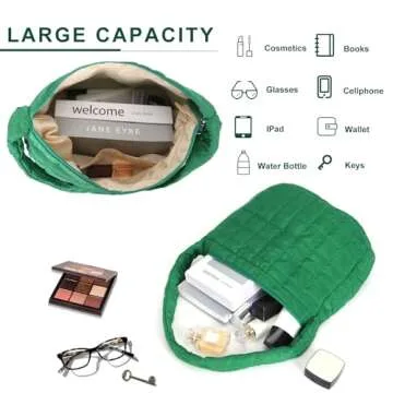 Quilted Tote Bags for Women Lightweight Quilted Padding Shoulder Bag Down Cotton Padded Large Tote Bags Lattice Crossbody Bag Zip Closure