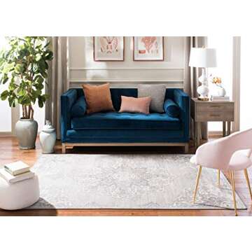 SAFAVIEH Brentwood Collection 5'3" x 7'6" Grey/Ivory BNT802F Medallion Distressed Non-Shedding Livin...