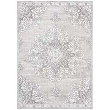 SAFAVIEH Brentwood Collection 5'3" x 7'6" Grey/Ivory BNT802F Medallion Distressed Non-Shedding Living Room Bedroom Dining Home Office Area Rug
