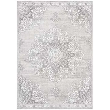 SAFAVIEH Brentwood Collection 5'3" x 7'6" Grey/Ivory BNT802F Medallion Distressed Non-Shedding Living Room Bedroom Dining Home Office Area Rug