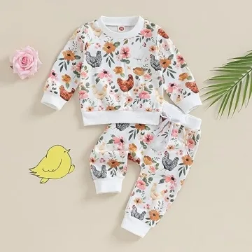 Kaipiclos Baby Girl Comfort Outfit with Floral Pumpkin Print